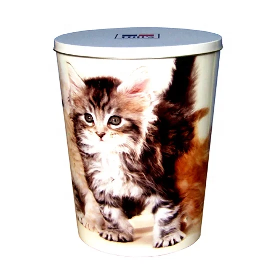 Customized Pet Cat Dog Treat Food Popcorn Metal Bucket Pail Containers 5kg 5gallon Storage Tin Cans with Lid