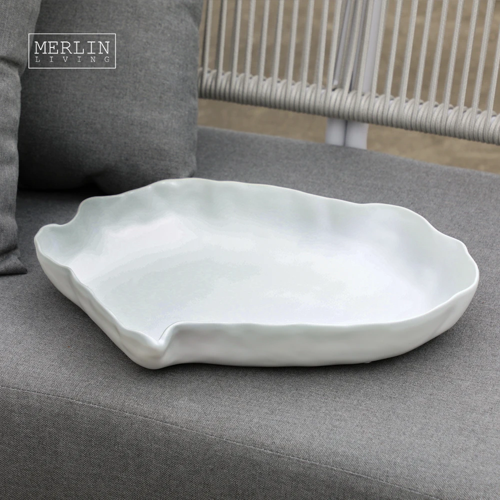 Merlin Living Modern Minimalist White Ceramic Fruit Plate Nordic Home Decor Ceramic Decoration Chaozhou Ceramic Factory OEM ODM