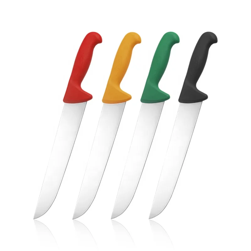 10 inch 50Cr15MoV High Carbon Stainless Steel Hotel Straight Blade Chef Kitchen Butcher Knife With Blue Nylon Handle