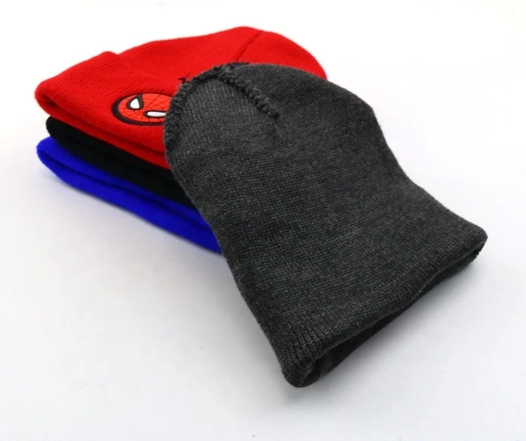 
KENSHELLEY 2020 Hot Sell Custom Baby Hats Children Spider Man Cute Beanies Hats Solid Color Plain Warm Knitted Beanies 