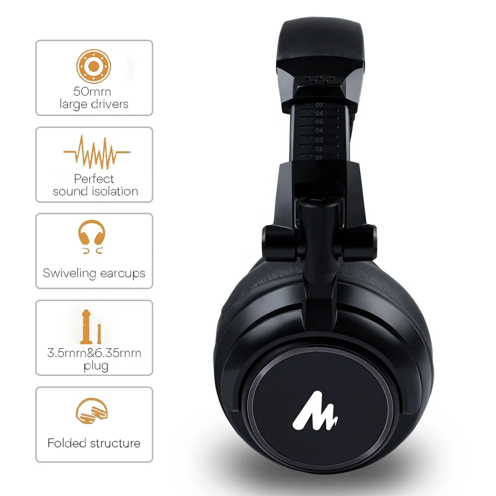 
DJ Monitor Headphones Sound Quality Dynamic Over Ear Stereo Studio Real-Time Monitor Headphone 