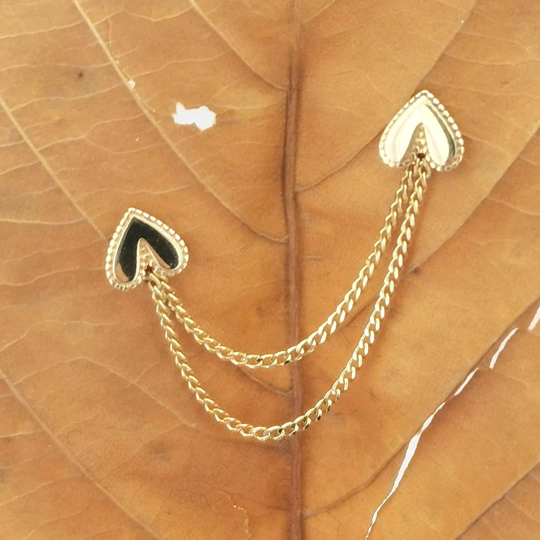 Wholesale Custom 14K Solid Gold Nose Cartilabe Hiphop Piercing Connection Cuban Chain Charms 18K