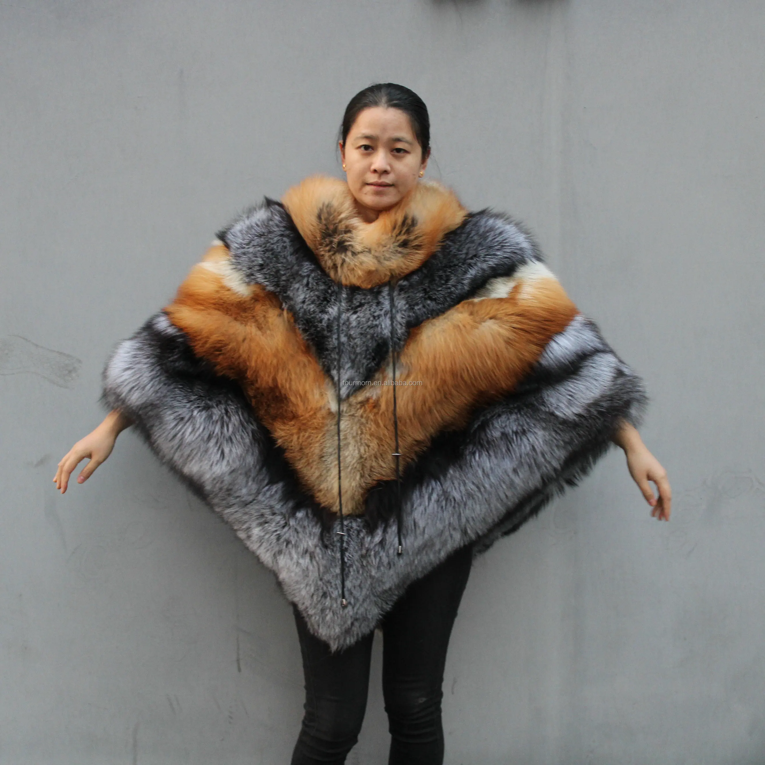 Большой мех, Зимний натуральный красный Лисий мех, шуба из лисьего меха, меховые шали