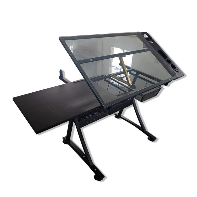 Stable Student Drawing desk Glass Desktop Angle and Height Adjustable school furniture drafting table