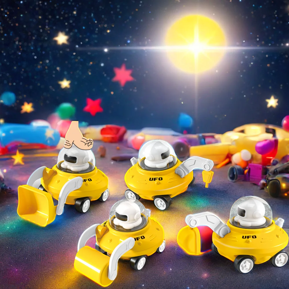 Wholesale Preschool Whistle Press Forword Construction Truck UFO Baby Car Toy Vehicle for Toddler