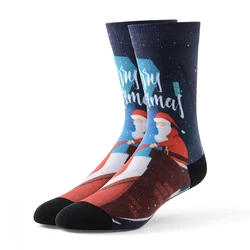 MEIKAN Christmas Series Fashion Pattern Men Socks Custom Coolmax Material Unisex Plain Knit Funny Print Crew Socks