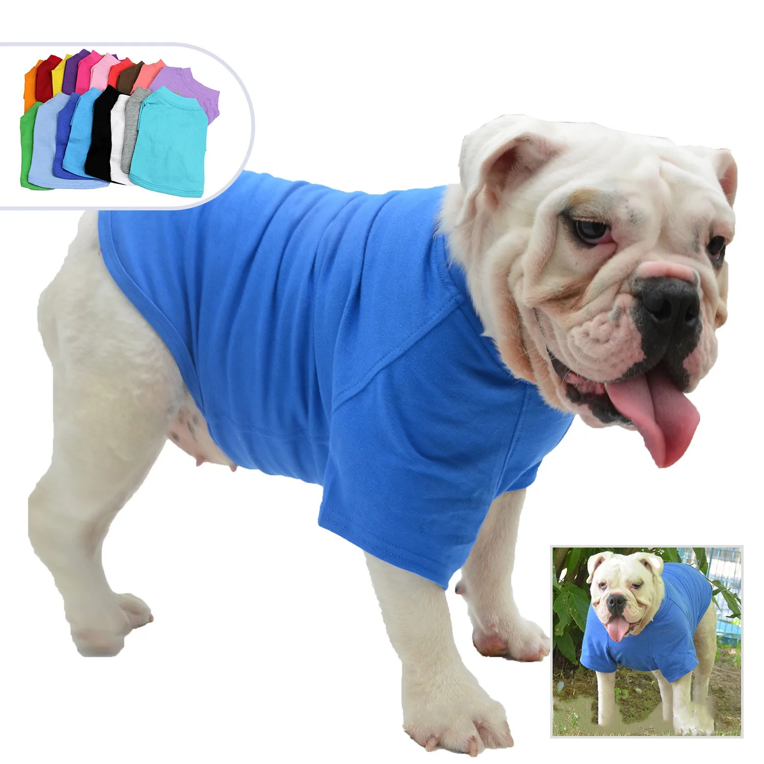 Wholesale OEM Custom Summer Cheap Cotton Plain Color Pet Clothes Dog T Shirt Blank Pets T-Shirts For Large Dogs