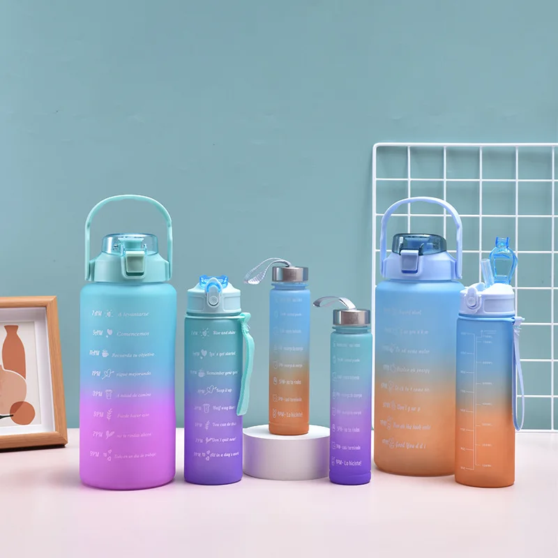 64 Oz Bpa Free Reusable Time Marker Camping Water Jug With Handle Leakproof Large Motivational Water Bottle For Gym