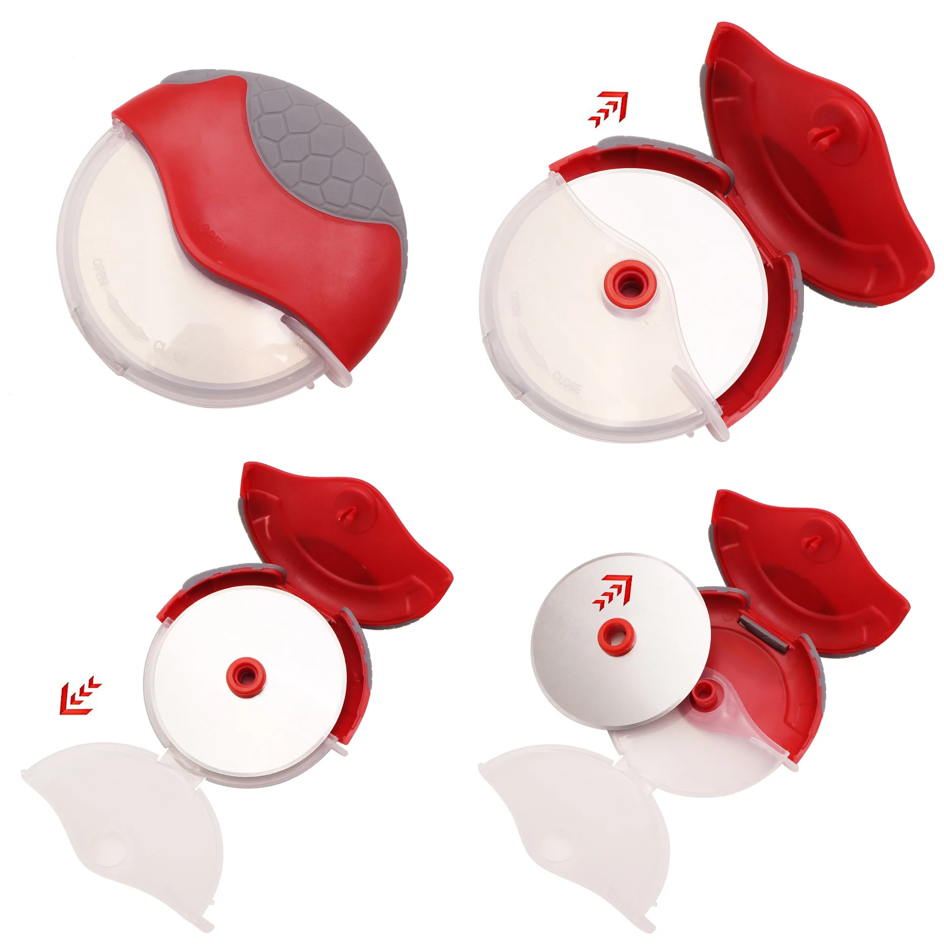 Red 430 Grade Stainless Steel Portable Kitchen Cutting Wheel for Pizza Breads Custom Design Pizza Cutter