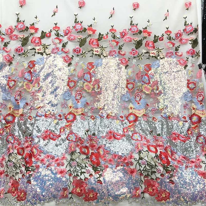 Factory wholesale 2021 new wear-resistant lace embroidery temperament cheongsam dress sequin fabric clothing material