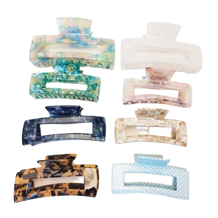 CANYUAN Industry and trade integrated exquisite square hollow acetate hair claws personalized custom size claw clip