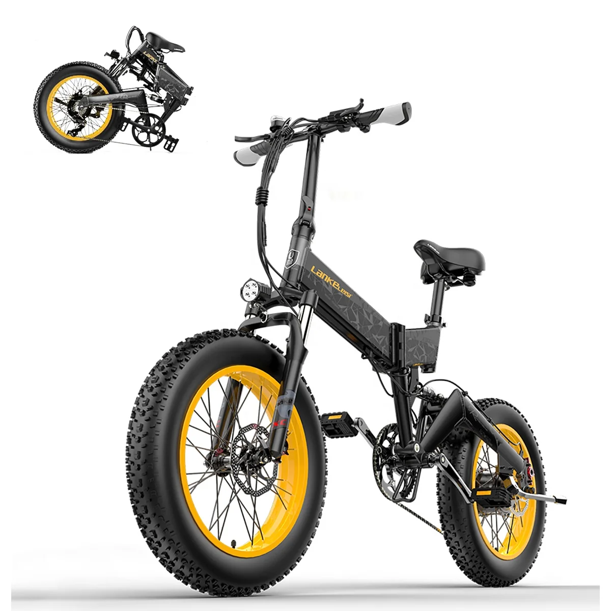 US EU In Stock LANKELEISI X3000 Electric Bicycle 1000W 48V 17.5AH 20inch Fat Tire 7 Speed Commuting Mountain Ebike