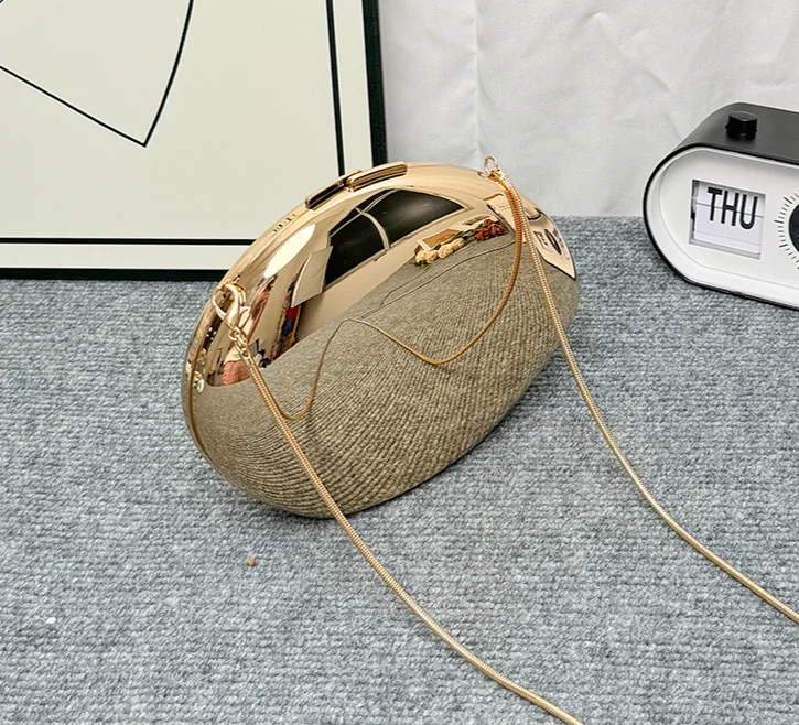 High Quality Gold Silver Luxury Small Lightweight Personalized New Charm Round Drop Wallet Handbag Purse Evening Bags