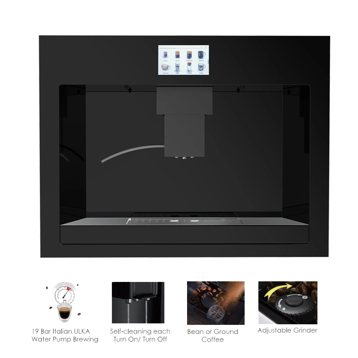 High level end up 45cm real built in coffee machine with Italian coffee maker fully automatic Coffee machine with milk frother