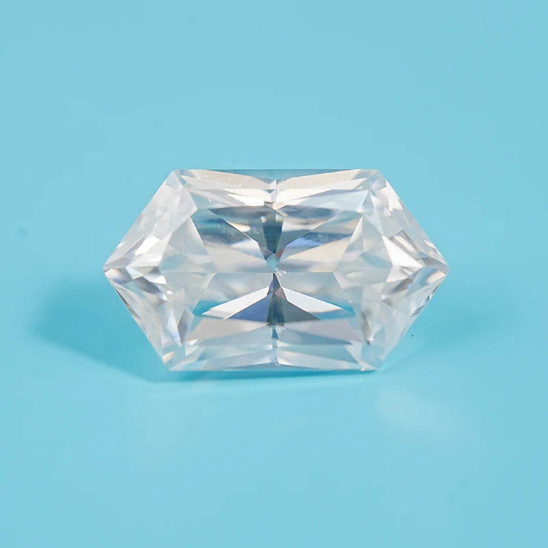 Supplier Direct Sale Elongated Hexagon Ring Pendant Synthetic Gemstone White Color Moissanite Price