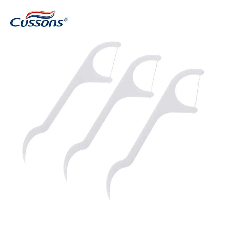 Cheap bulk bottled white plastic dental floss pick with long handle