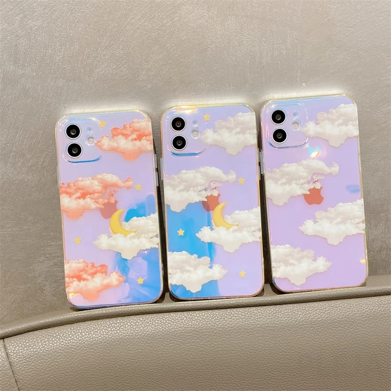 Hot Sale Luxury Cute Moon Cloud Patterns TPU Cover Custom Cell Phone Case i12mini 12promax Mobile Phone Case For iphone 12 13