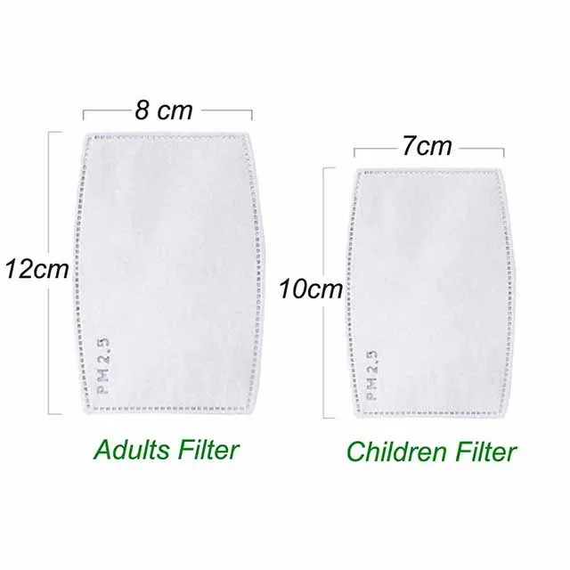 1000pcs/Lot PM2.5 Activated  Carbon Filter Paper for Adults child Mouth Face 5 Ply Face Filter Pad