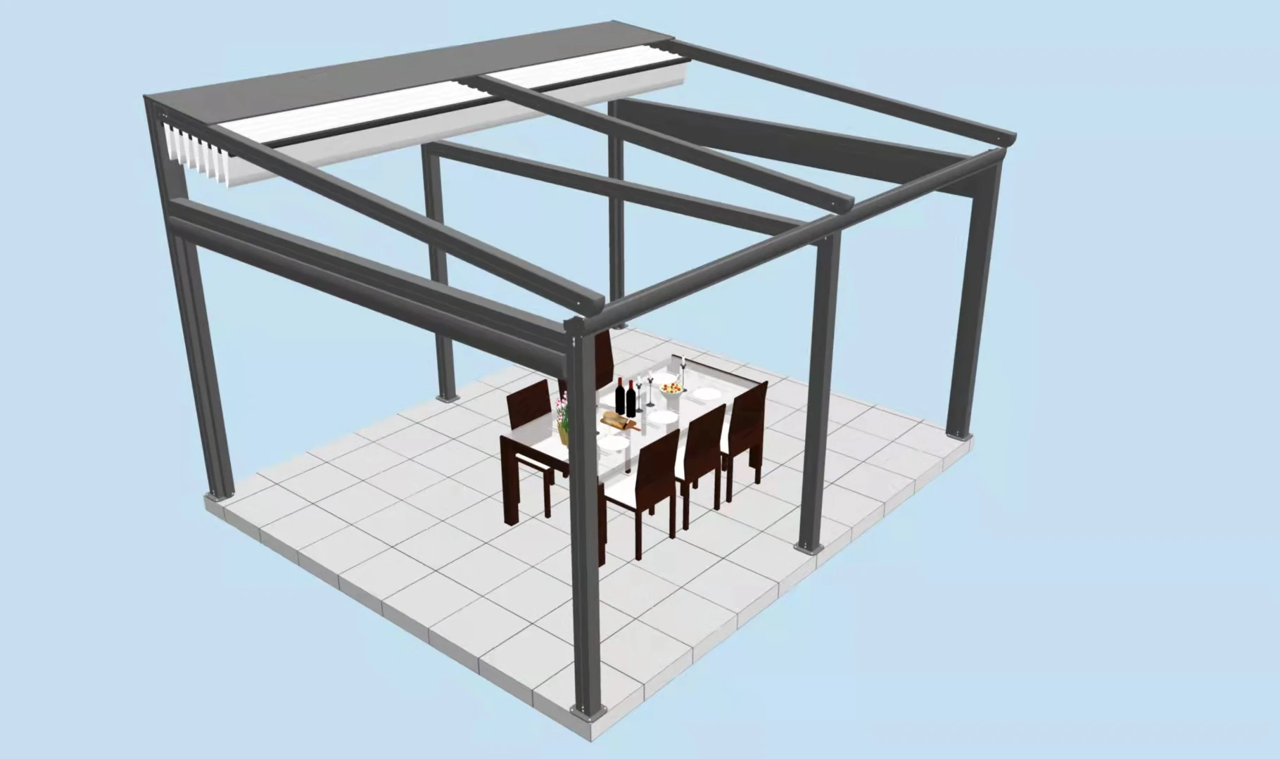 Motorized Awning Retractable roof PVC Folding Patio  Electric Side Waterproof Sunshade aluminum Pergola