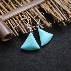 Wholesale Ethnic Wind Crystal Gemstone Earrings Amethyst Fan-shaped Earrings Healing Stone Ear Hook for Gift