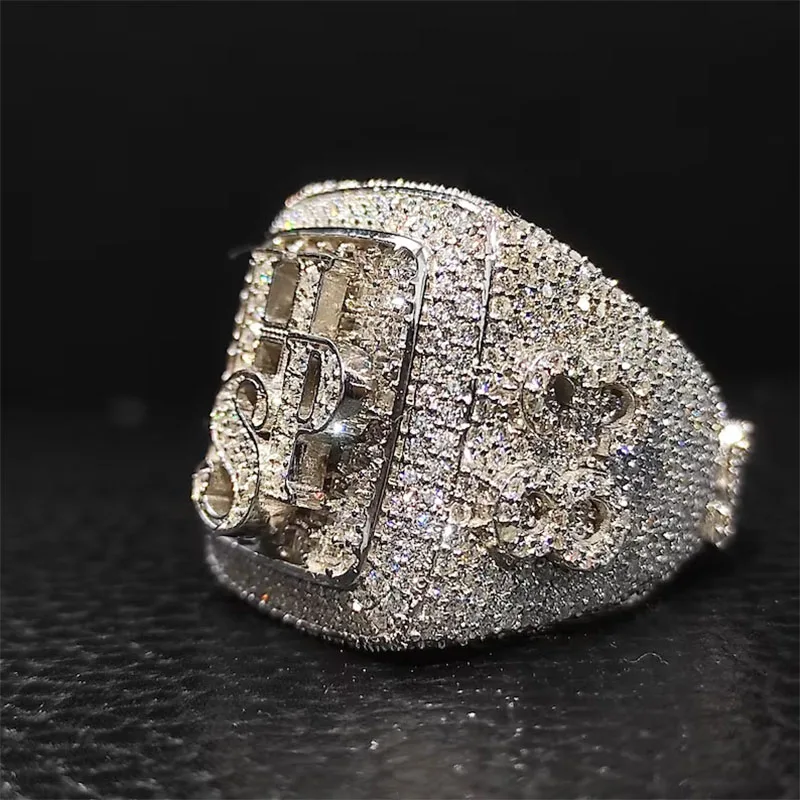 Custom personalized Letter ring Hip Hop Jewelry Vvs Baguette Moissanite Rings