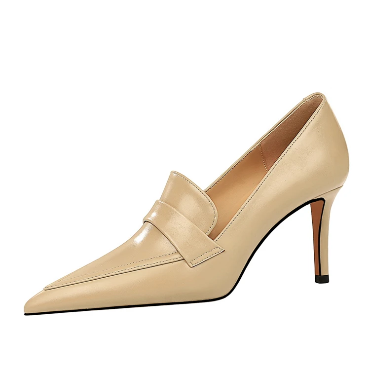 Retro European and American Style Fashion Simple Deep Mouth Thin Heel High Heel Pointed Deep Mouth Single Shoes for Women