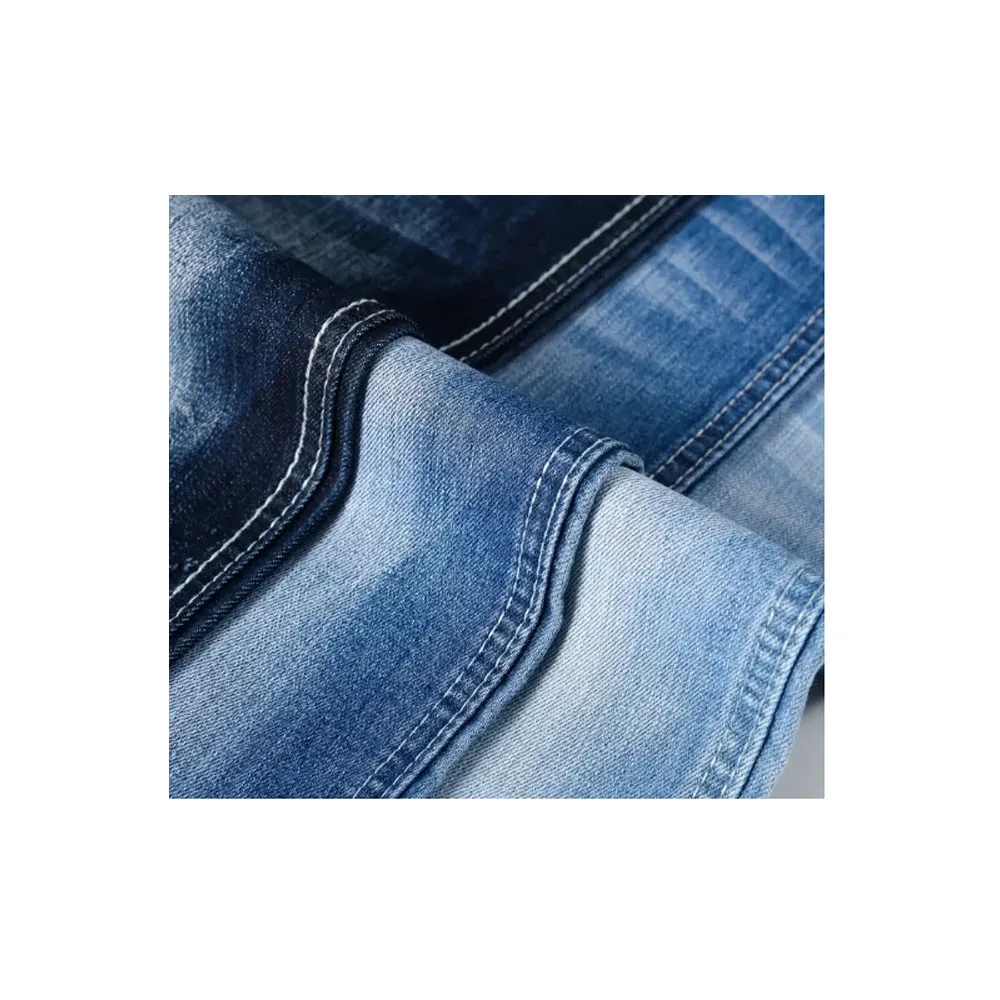 2277 Crosshatch slub good stretch 10.6oz cotton polyester viscose spandex woven twill denim fabric
