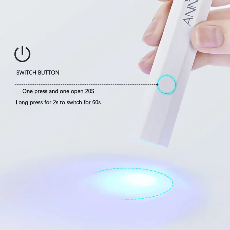 Handheld Mini Nail Lamp UV Led Portable USB Semi Cured Gel Nail Sticker UV Lamp Single Cure Led Lamp Nail