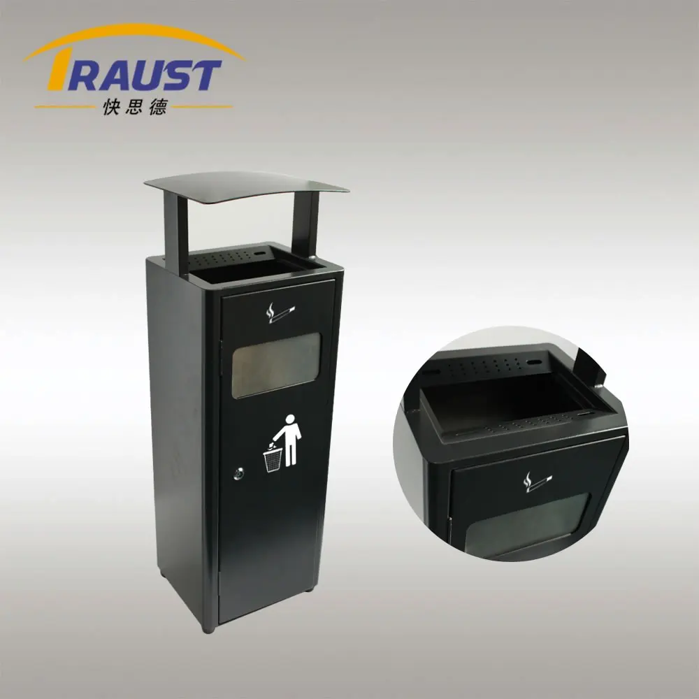 Outdoor Dark Grey Economy Commercial Stainless Steel Ashtrays 20L 3L Capacity for Garbage Trash Dust and Ashes