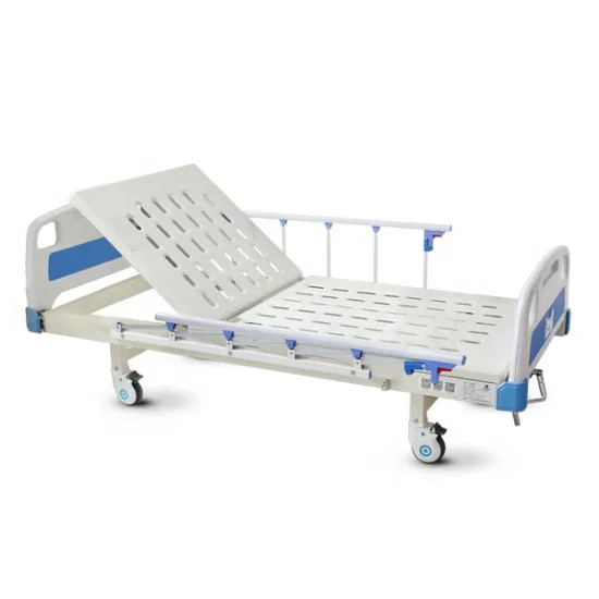 Iron Steel Medical Hospital Clinic Bed 1 Crank, 1 Function Adjustable Manual Simple Hospital Bed Price Low, Patient Nursing Bed