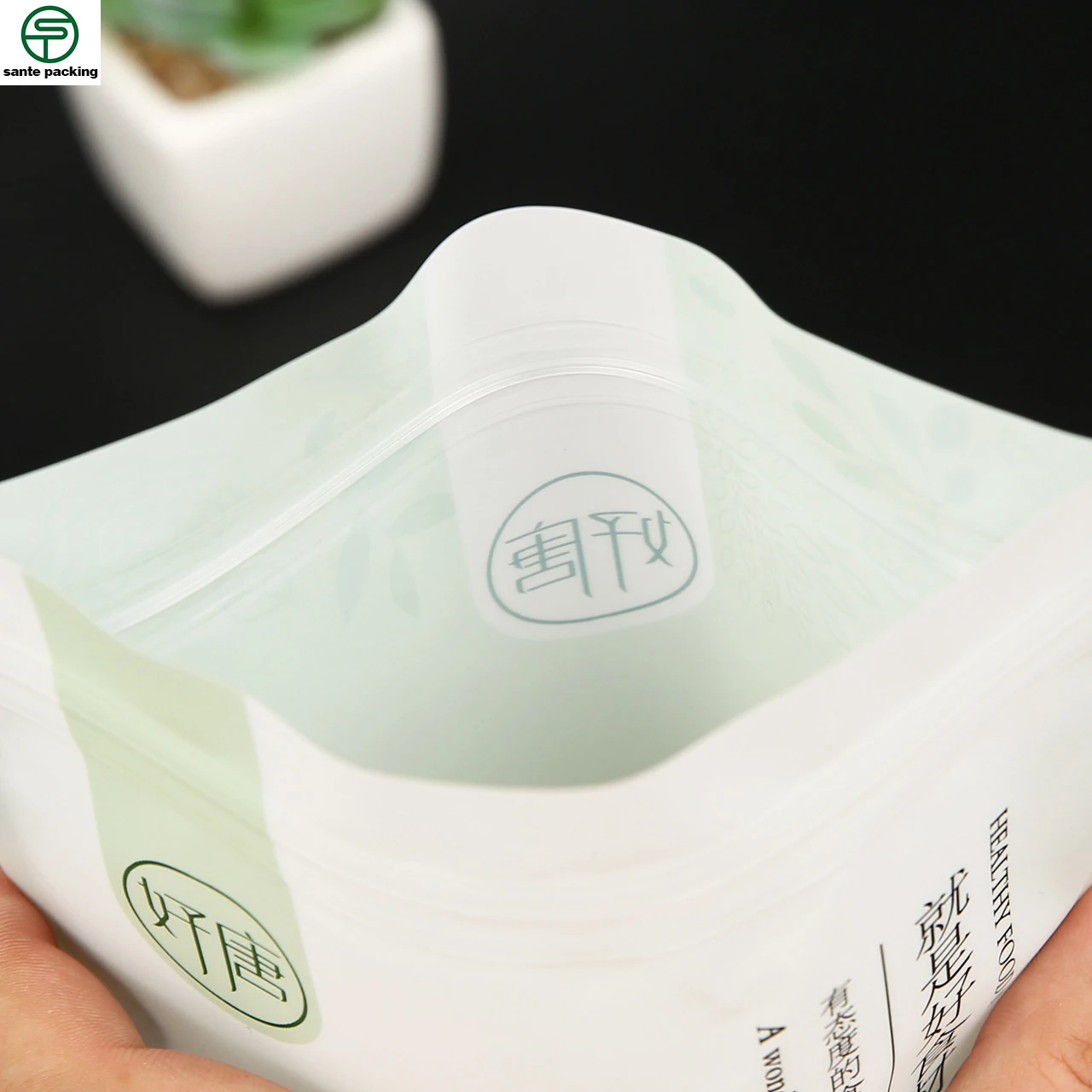 Customized Waterproof Food Packaging Tea Coffe Pop-corn Dried Fruits Snacks Coolies Stand Up Pouch With Open Window