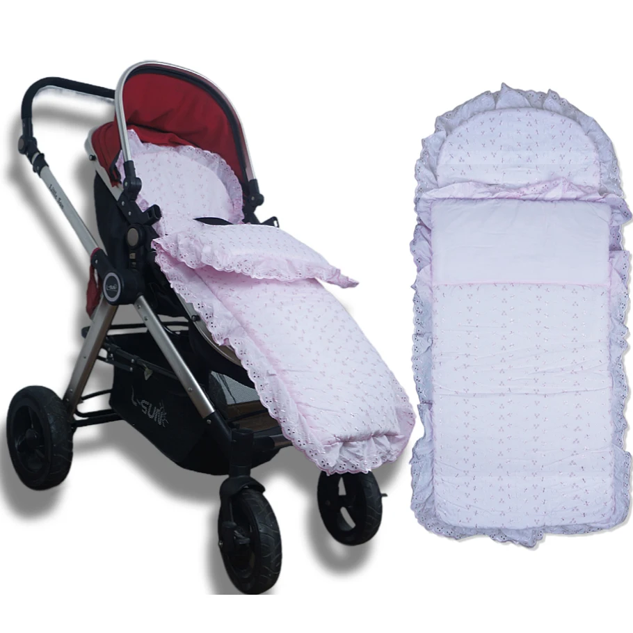 Universal Stroller Footmuff Sack Front Embroidered/Broderie Anglaise Stroller Bunting Bag Cosy Toes Traveling Sleeping Bag