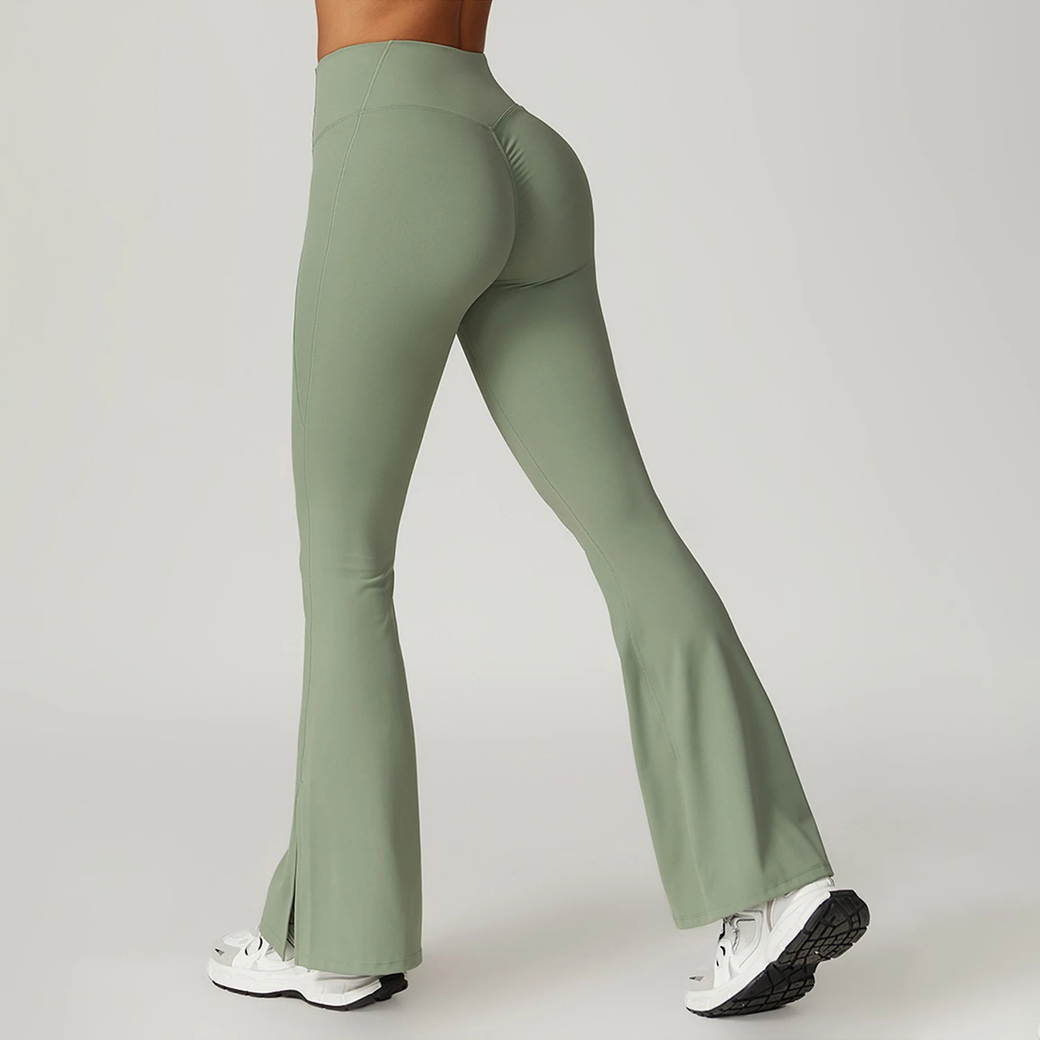 Quick-drying casual flared pants for women to wear as outerwear, high waist wide leg hip lift yoga pants for fitness and sports