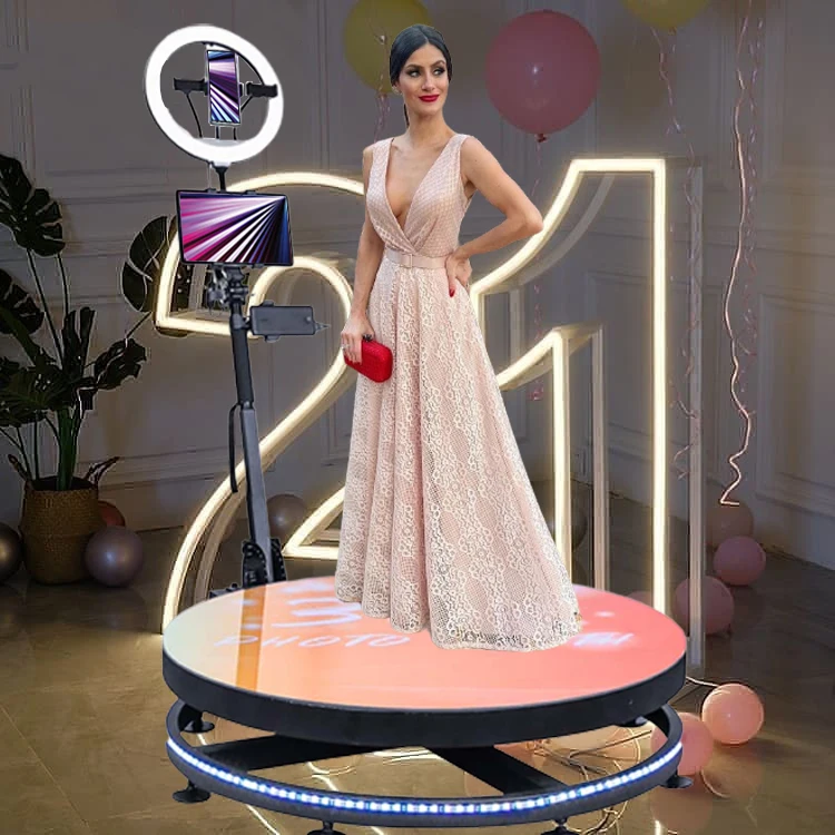 Christmas Gift Party Slow Spinning Portable Camera 360 Degree Photo Booth Photobooth Automatic Video 360 Photo Booth With Case