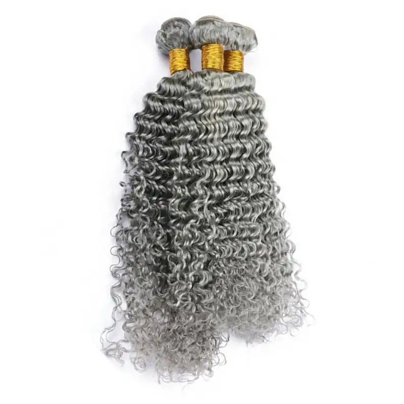 Salt And Pepper Hair Weave Mix Of Gray And Black Weft Indian Body Wavy Human Hair Extensions grey silver bundles braiding