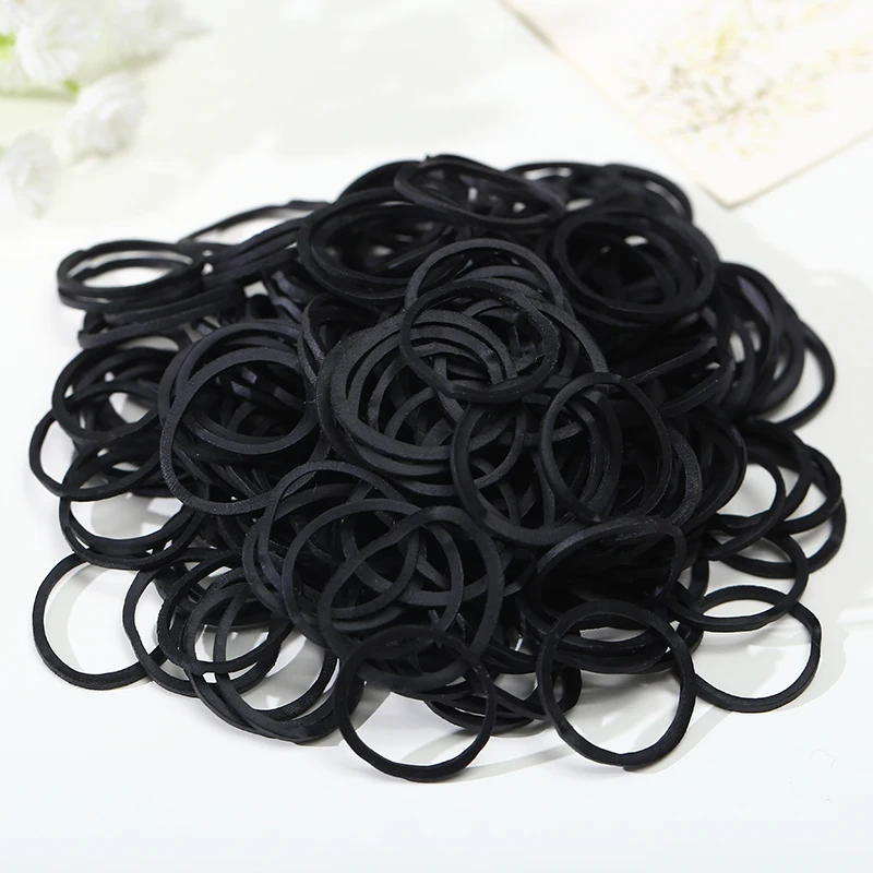 Mini hair black rubber bands elastic hair rubber band for School Home and Office Use Stationery Supplies