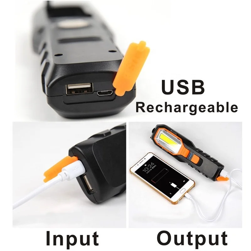 Outdoor using car repairing USB rechargeable Portable COB led work light with Magnetic