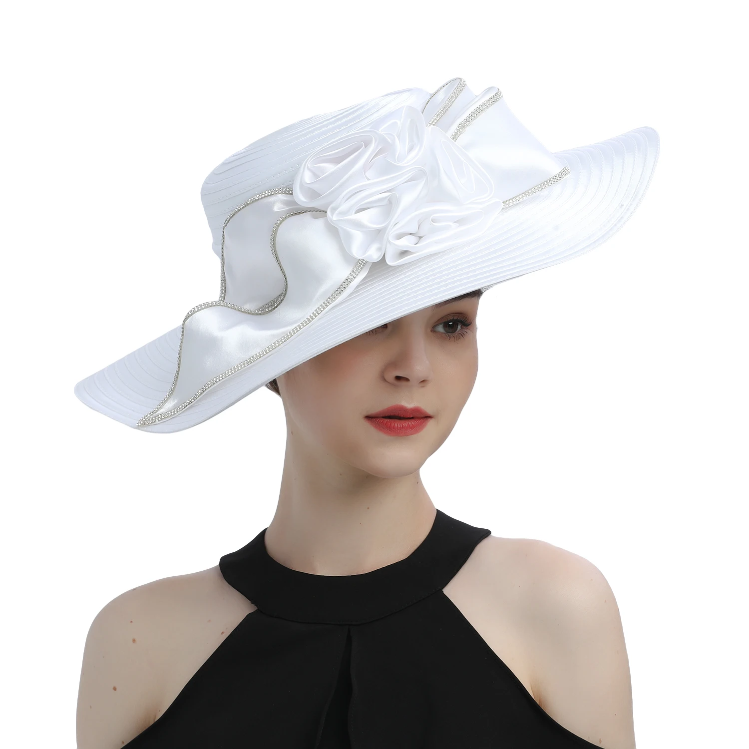 Hot Sale Perfect Church Hats Party Fascinator Kentucky Derby Hats Banquet Satin Cloth Sun Hats  For Women Wedding