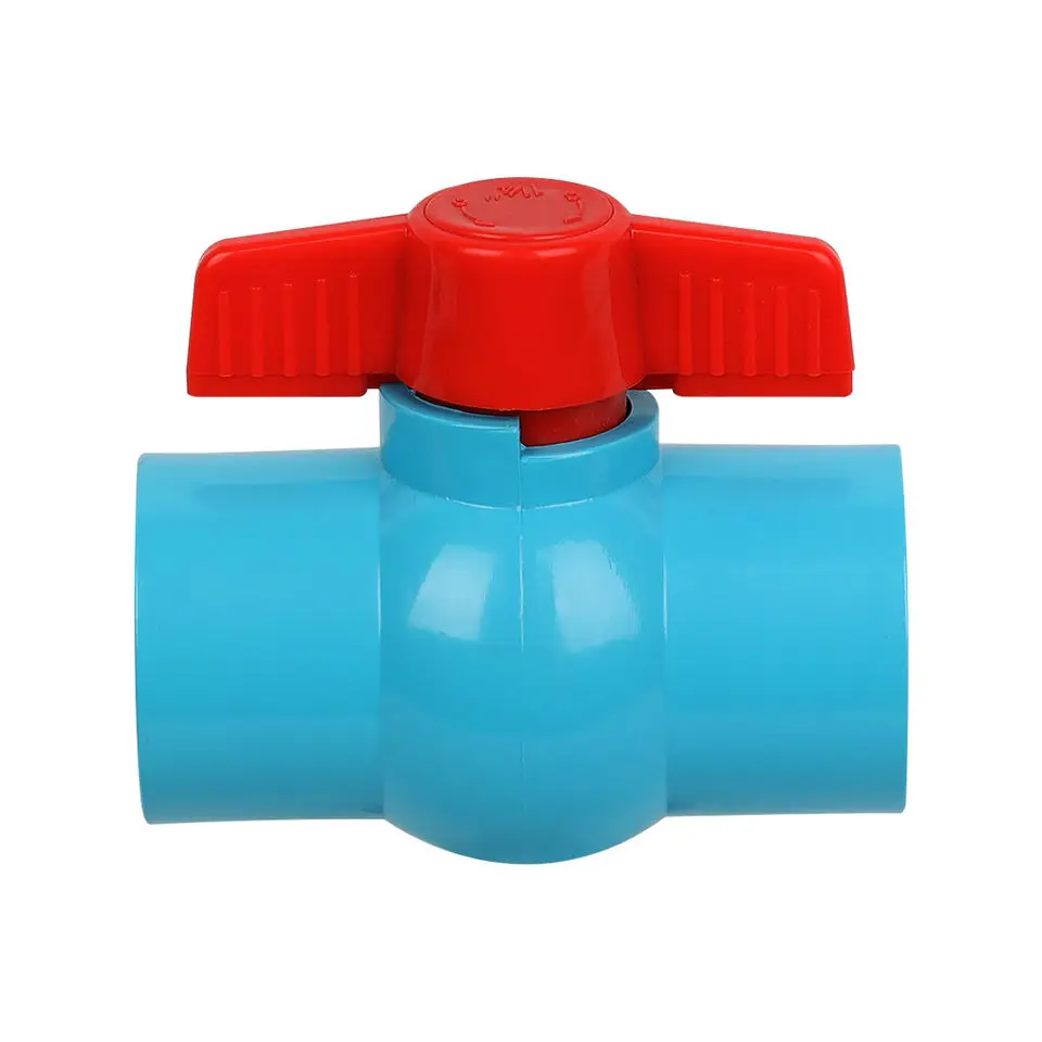Thailand Standard Socket Water Control PVC Compact Ball Valve With Blue Color Butterfly Handle