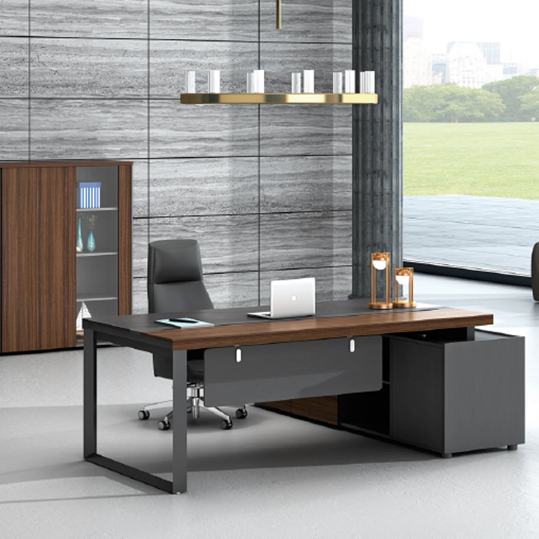 
European Style MDF Wood Office Furniture Table High Class Modern Design Office Boss Desk 