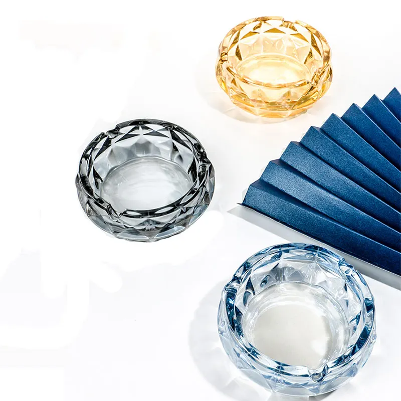 Custom Logo Private Cigarettes Cigars Octagon Large Pocket Coating Crystal Glass Ashtray