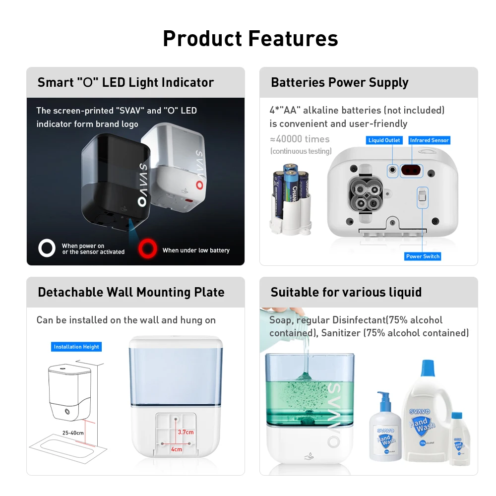 Hotel Bathroom Wall Mounted 1000ml Infrared Touchless Automatic Sensor Shampoo Liquid Shower Gel Hand Wash Soap Dispenser