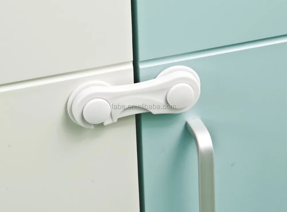 ABS Plastic Multi-Function Safety Cabinet Lock for Cabinets for Cabinets without pull rings Strong Adhesive Tape Included