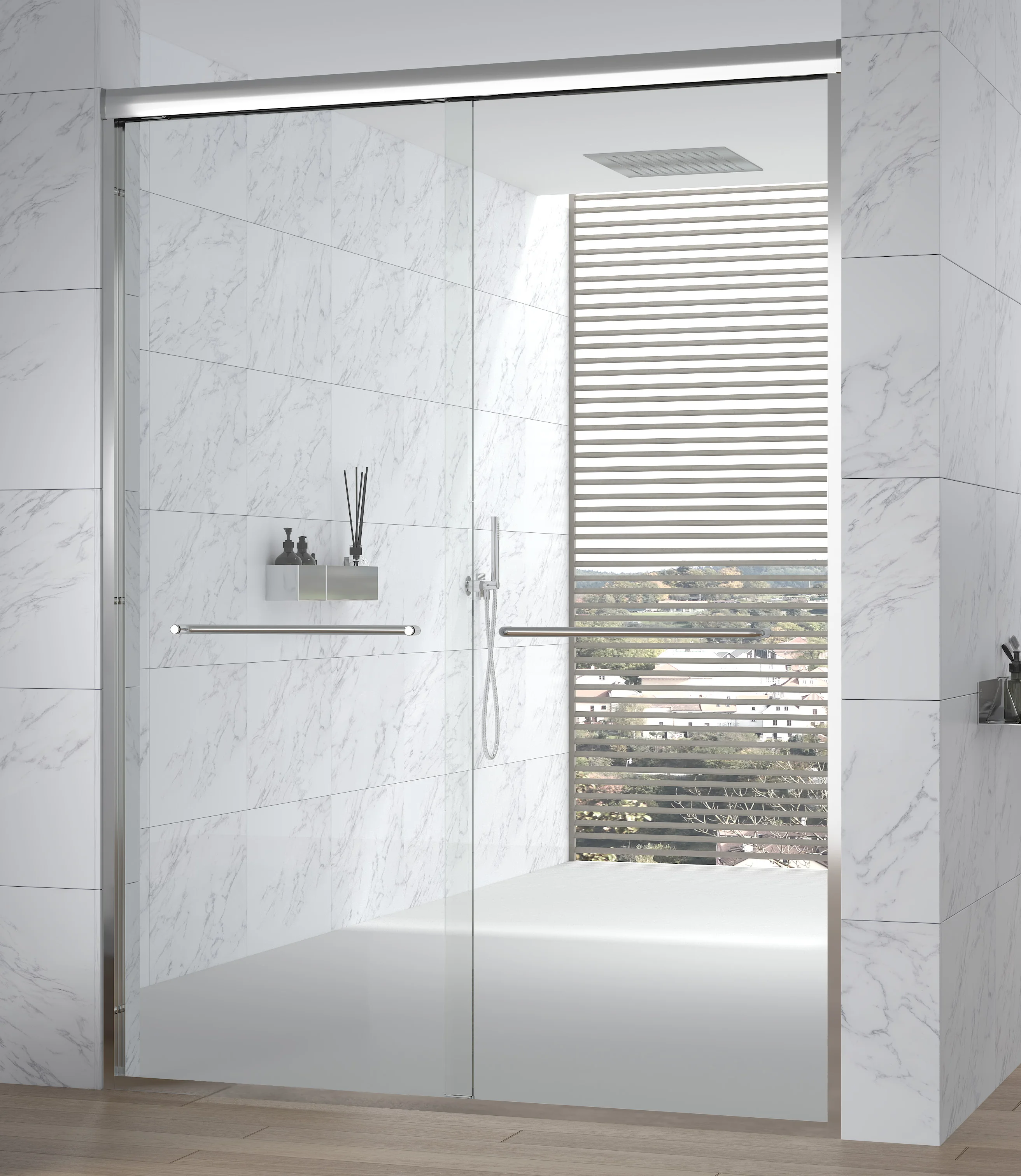 Modern Design 8mm Tempered Glass Bathroom Frameless Swing Door 180 Pivot Swiveling Entry Corner Sliding Style Aluminium Frame
