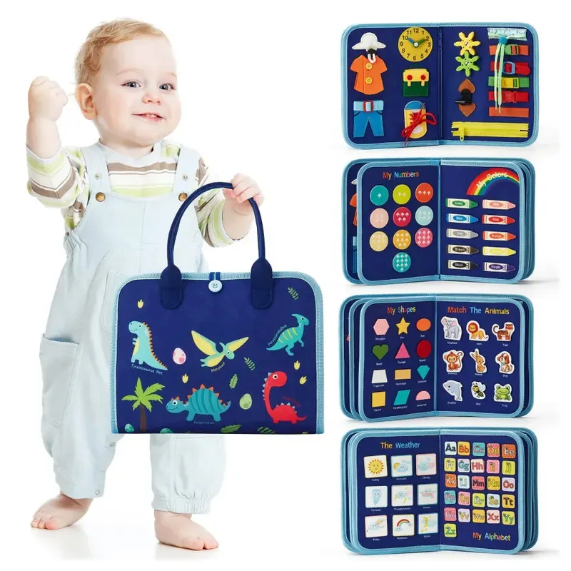 MU New Design Educational Busy Board Book Kids Sensory Montessori Travel Toys Felt Toddler Busy Board For Kid