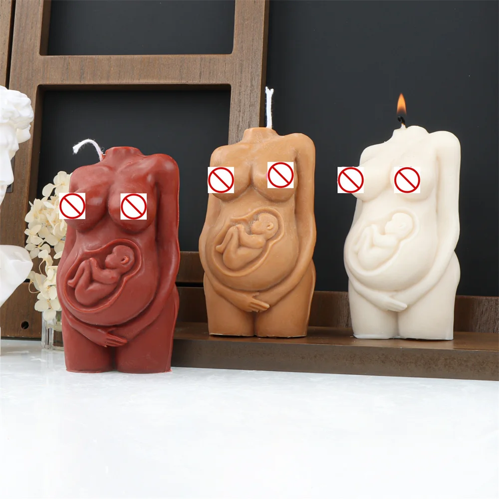 Carved Pregnant Woman Candle Molds Silicone Female Body Resin Soap Moulds Human Torso Statue Tool Gift Souvenir Holiday Decor