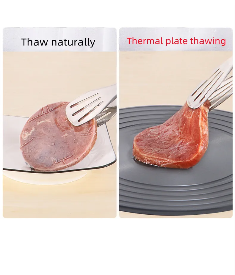 Aluminum Quick Thawing Plate Rapid Thermal Conduction Plate Anti-burning Black Multifunctional Round Thawing Plate