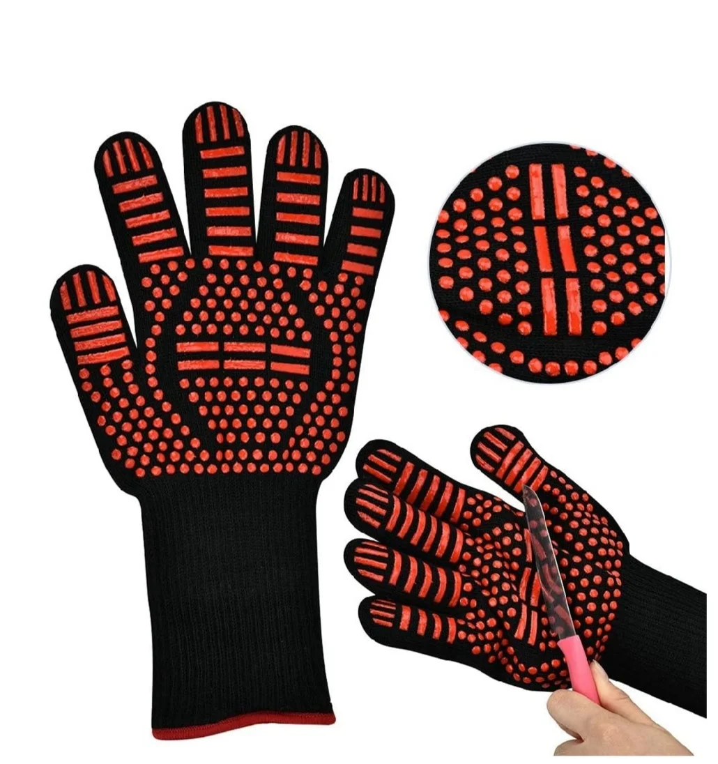 
bbq gloves thermal fireproof High temperature Mittens safety protection work glove grill 