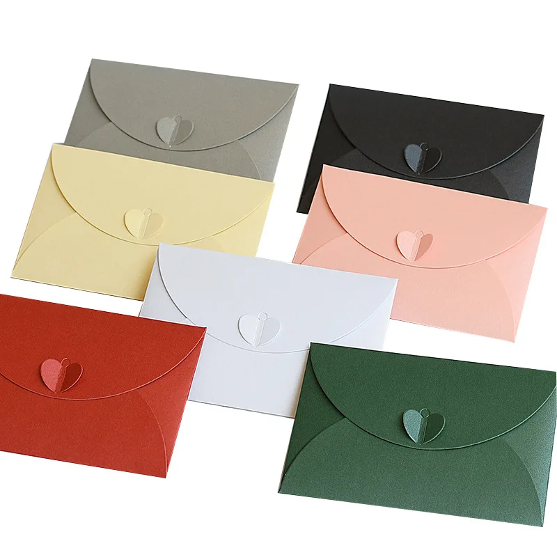Recyclable Custom Heart Shaped Clasp Brown Kraft Paper Envelope Mini Envelopes Gift Card Envelopes