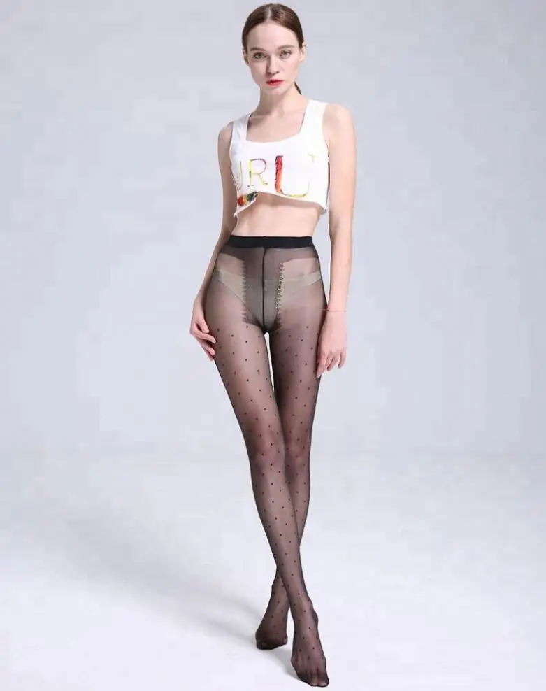 Customized Fashion Design With Dots Silk Tube Pantyhose Stockings
